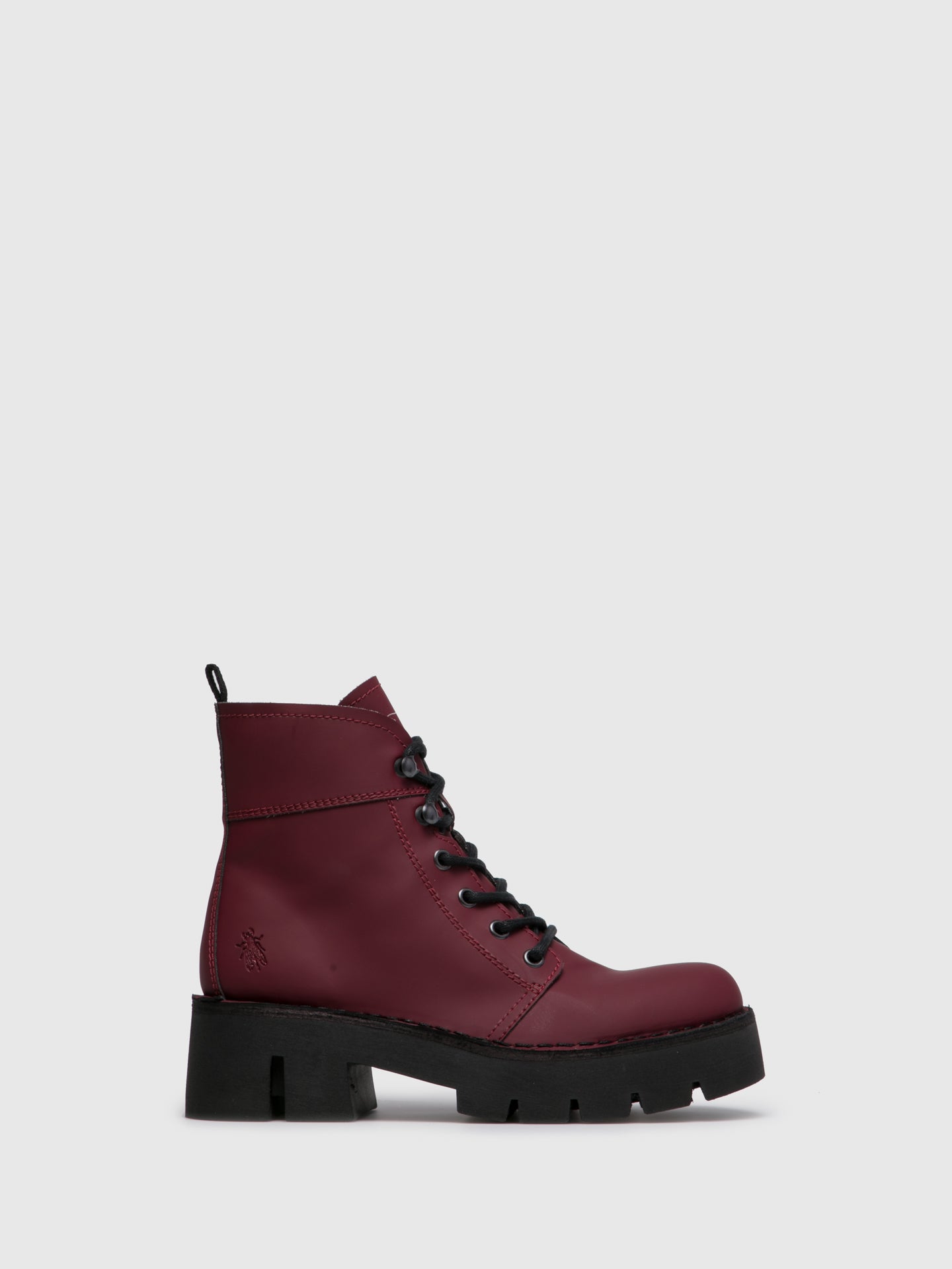 Fly London DarkRed Lace-up Ankle Boots